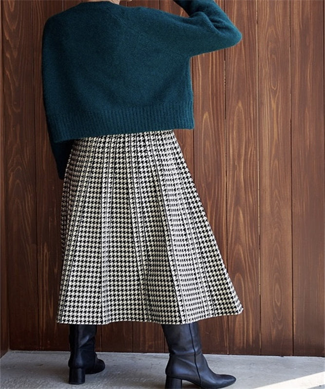 Goinluck 千鳥格子 2色 ファッション ウェストゴム スカート
