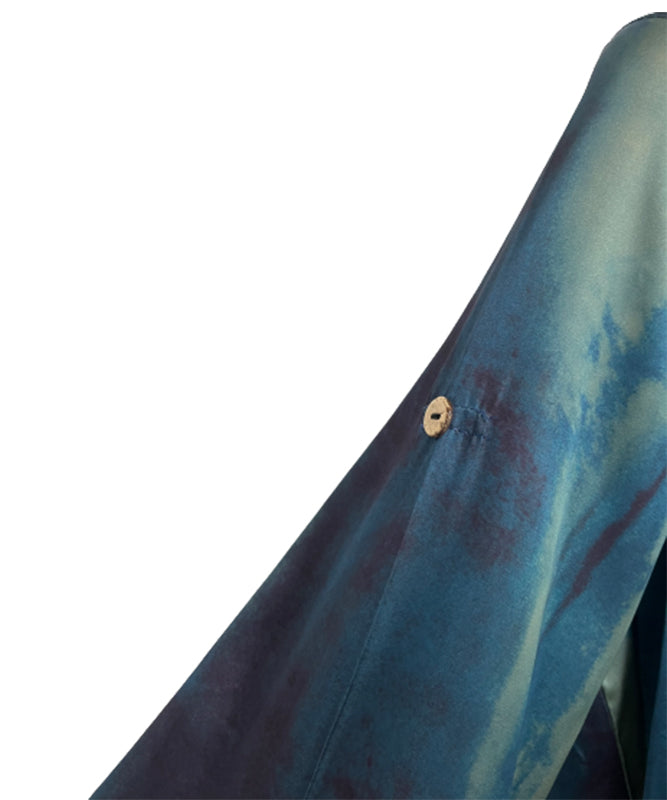 Goinluck 体型をカバー オーバーサイズ 配色 プリント 丸襟 ロング 夏 薄手 マキシ丈 七分袖 カジュアルワンピース