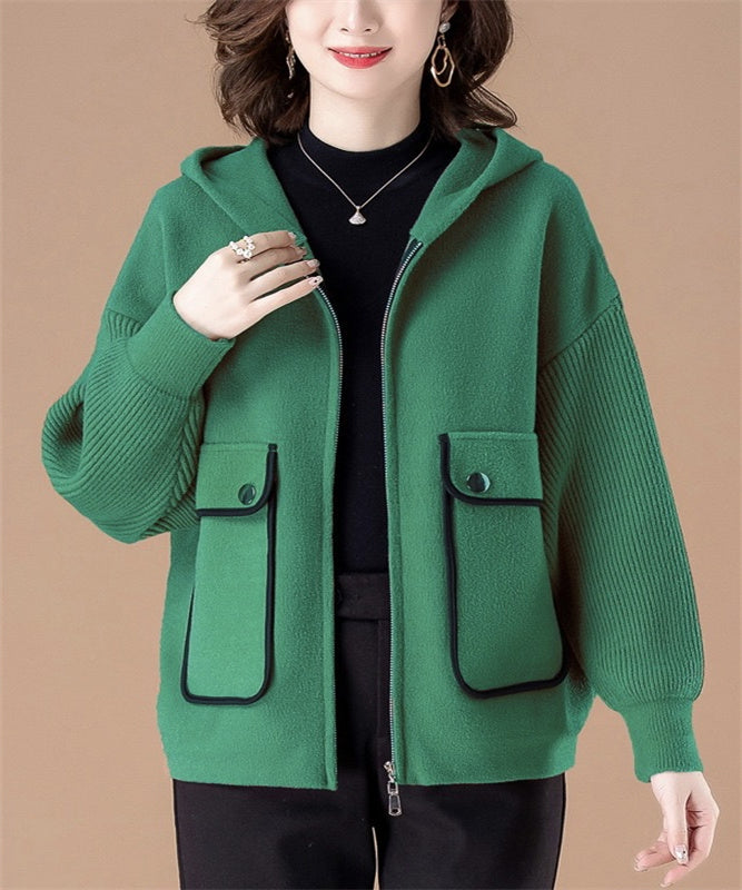 Goinluck 存在感ある 4色 配色 長袖 フード付き ジャケット