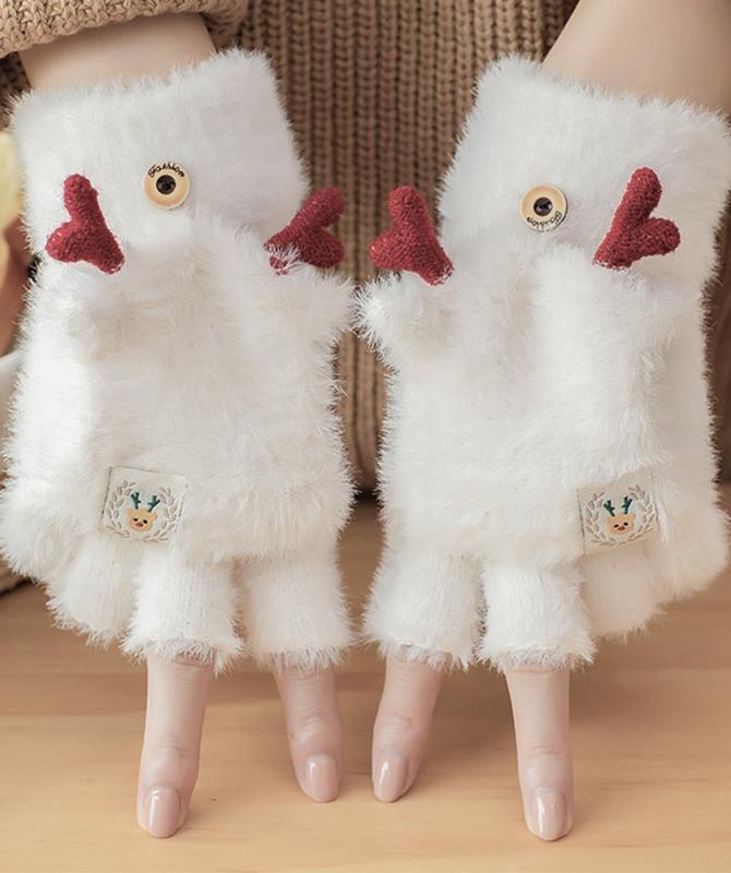 Goinluck レディース 可愛い 韓国風 森ガール 配色 鹿角 防寒 防風 暖かい ファッション 着回し 手袋