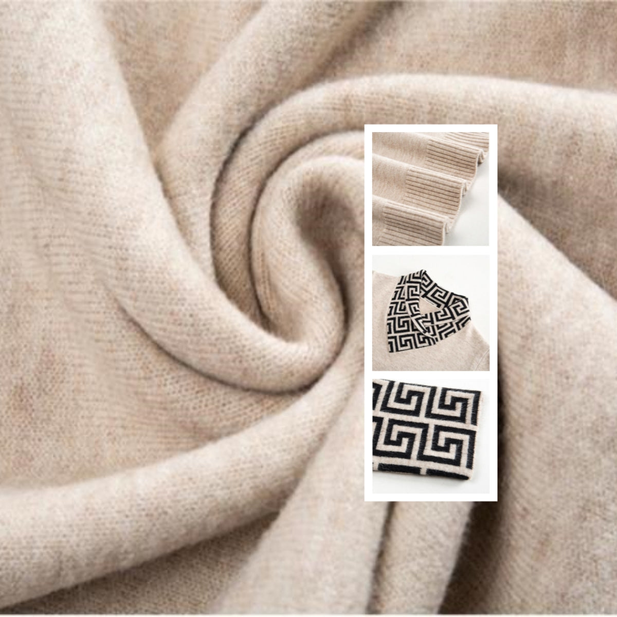 Goinluck レディース 厚手 上品着回し 配色 ヴィンテージ 幾何学柄 プルオーバー パッチワーク デザイン フリーサイズ ニット・セーター