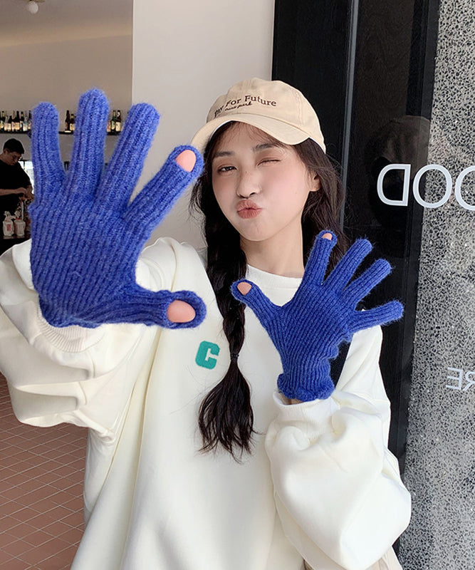 Goinluck レディース 韓国風 可愛い カジュアル シンプル 無地 フリル 厚手 暖かい ファッション 着回し 手袋