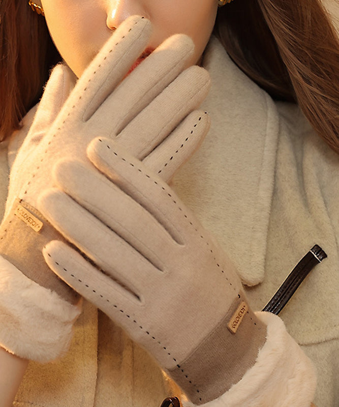 Goinluck レディース 韓国風 カジュアル シンプル 配色 パッチワーク 厚手 防寒 ファッション 手袋