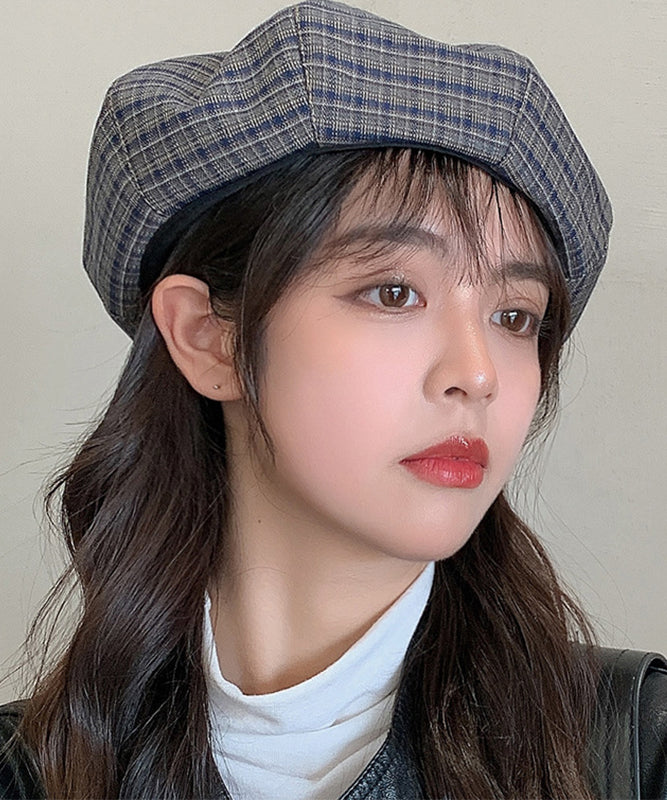 Goinluck レディース 韓国風 シック シンプル 配色 チェック柄 ベレー 小顔効果 ファッション 着回し 帽子