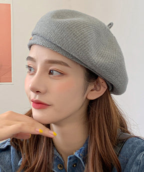 Goinluck レディース 韓国風 シック シンプル 無地 ニット ベレー 小顔効果 ファッション 着回し 帽子
