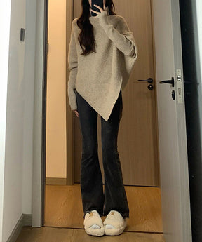 Goinluck レディース 韓国風 ハイネック ファッション ユニーク デザイン ニット・セーター