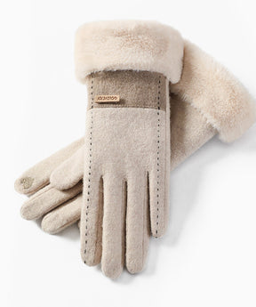 Goinluck レディース 韓国風 カジュアル シンプル 配色 パッチワーク 厚手 防寒 ファッション 手袋