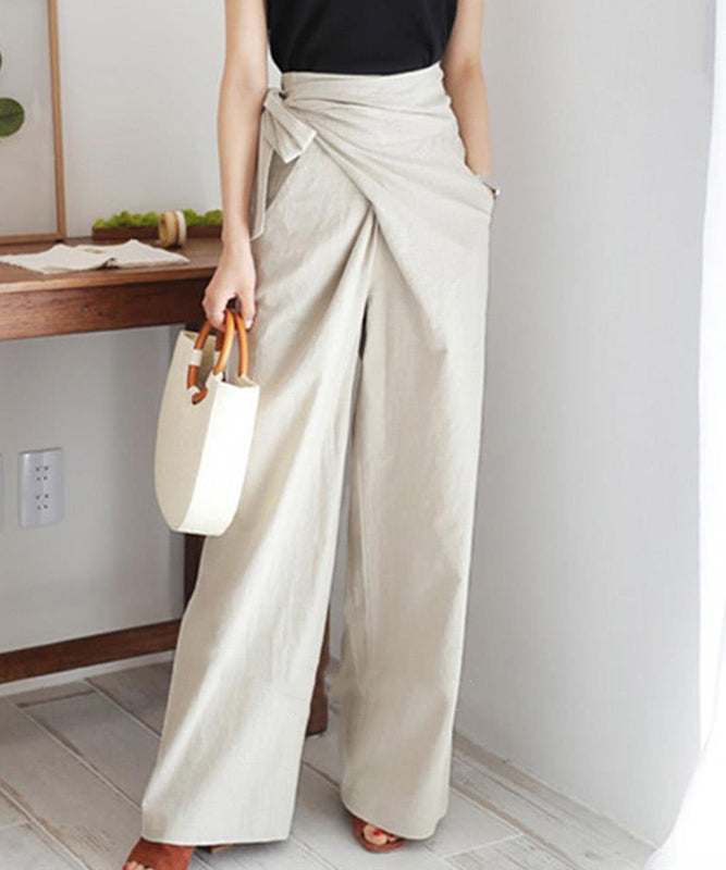 Goinluck レディース 韓国風 ゆったり ファッション ハイウエスト ベルト付き リボン ユニーク デザイン ガウチョパンツ パンツ・ズボン