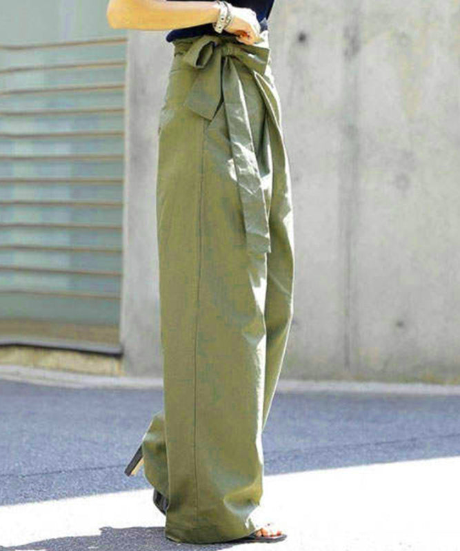 Goinluck レディース 韓国風 ゆったり ファッション ハイウエスト ベルト付き リボン ユニーク デザイン ガウチョパンツ パンツ・ズボン