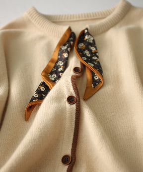 Goinluck レディース デザイン ファッション ラウンドネック ベルト付き ボタン ニット・セーター