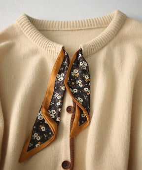 Goinluck レディース デザイン ファッション ラウンドネック ベルト付き ボタン ニット・セーター
