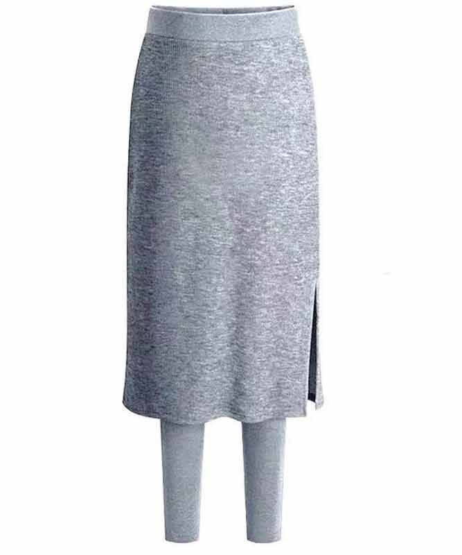 Goinluck レディース 韓国ファッション カジュアル 無地 ミモレ丈 厚手 ファッション スカート