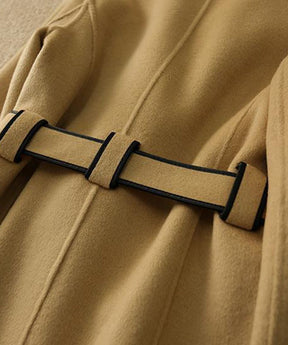 Goinluck  レディース エレガント 長袖 ベルト付き チュニック丈 ゆったり ファッション コート