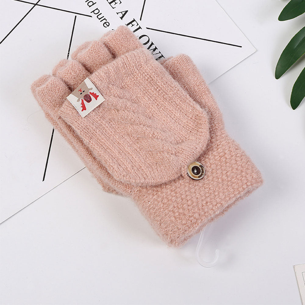 Goinluck レディース 韓国風 可愛い シンプル 無地 暖かい 防寒 防風 ファッション 着回し 手袋