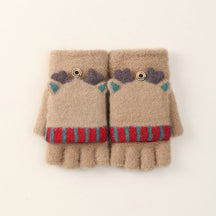 Goinluck レディース 可愛い 森ガール 韓国風 配色 鹿角 暖かい ファッション 着回し 手袋